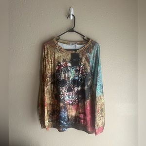 HAWALILI NWT Long Sleeve Skull Shirt  2XL